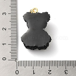 ドゥルージー樹脂クマペンダント  ラックメッキのかわいいクマのチャーム、本物の18Kゴールドメッキ真鍮ちょう結び  長持ちメッキ  鉛フリー＆カドミウムフリー  ミックスカラー  25.5x19x9mm  穴：5x3mm&nbsp;KK-K274-03G