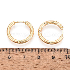 304ステンレススチールフープピアス  テクスチャリング  18KGP本金メッキ  18x19x2.5mm&nbsp;STAS-T074-23G
