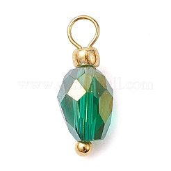 ガラスチャーム  真鍮のループを有します  ティアドロップ  ゴールドカラー  ミックスカラー  14x5mm  穴：2mm&nbsp;PALLOY-JF02742
