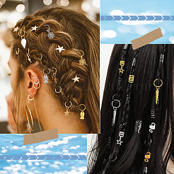 120個 12スタイル 合金&鉄製ドレッドヘアリング デコレーション  ヘアコイルカフ  混合図形  16~42mm  内径：9~12.5mm  10個/スタイル&nbsp;OHAR-SC0001-18A