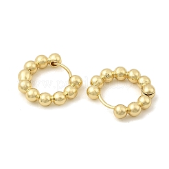 女性用真鍮ボール ビーズ フープ イヤリング  18KGP本金メッキ  20x22x5mm  ピン：1mm&nbsp;EJEW-B013-05