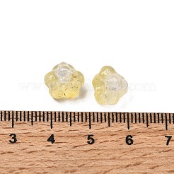 透明ガラスビーズ  ベルフラワービーズ  ペチュニア  グリッターパウダー付き  グラデーションカラー  きいろ  10x10.5x8mm  穴：1.2mm  1526個/ 1000g&nbsp;GLAA-D304-01E