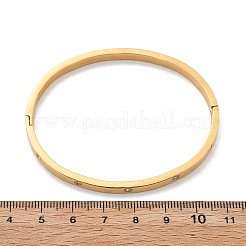 女性用304ステンレススチールラインストーンバングル  イオンプレーティング（ip）  18KGP本金メッキ  内径：2x2-3/8インチ（5.1x60cm）&nbsp;BJEW-Z092-05G