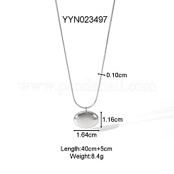 女性用ファッションオーバル304ステンレススチールペンダントネックレス  ステンレス鋼色  15.75インチ（40cm）&nbsp;TU0111-2