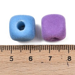 オペークアクリルヨーロピアンビーズ  フロッキー  ミックスカラー  大穴ビーズ  キューブ  12x12x12mm  穴：4.5mm&nbsp;OACR-G055-02F