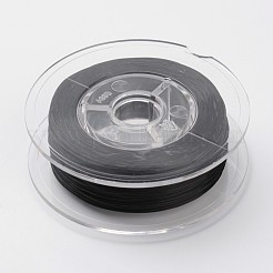 日本の環境に優しい染めフラット弾性クリスタルストリング  弾性ビーズ糸  ストレッチブレスレット作り用  フラット  ブラック  0.6mm  約60m /ロール（65.62ヤード/ロール）&nbsp;EW-F005-0.6mm-09