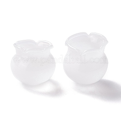 手作り吹きガラスフラワービーズ  カンパニュラミディアムl  ホワイト  18.5~20x20~20.5mm  穴：1~2mm&nbsp;GLAA-Z003-03