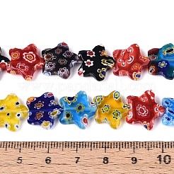 ハンドメイドミッレフィオーリ ランプワークビーズ連売り  スター  カラフル  13~14x14~14.5x3.5~4mm  穴：0.9~1mm  約27個/連  13.19~13.39''（33.5~34センチメートル）&nbsp;LAMP-T022-17