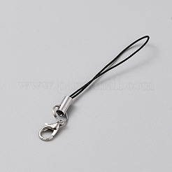 ナイロンロープと亜鉛合金のカニカンの携帯ストラップ  鉄のリング付き  ブラック  7cm&nbsp;FIND-WH20019-104A