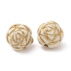 透明なアクリルビーズ  ゴールドライン入り  花  ベージュ  10mm  穴：1.6mm  約1110個/500g&nbsp;OACR-C016-02