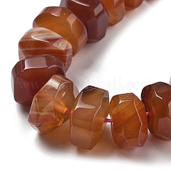 天然石赤瑪瑙ビーズ連売り  染め＆加熱  多面カット  ロンデル  15~17x15~17x9~11mm  穴：1.2mm  約19~21個/連  6.89''~7.48''（17.5~19センチメートル）&nbsp;G-K392-A03