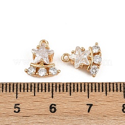真鍮マイクロパヴェクリアキュービックジルコニアチャーム  スター  18KGP本金メッキ  11.5x10x5mm  穴：1.2mm&nbsp;KK-C115-20G