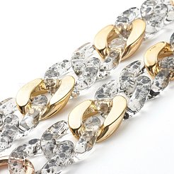 透明なsparyペイントアクリルリンキングリングバッグハンドル  亜鉛合金スイベルクラスプと合金スプリングゲートリング付き  バッグ交換用アクセサリー用  ミックスカラー  42.5cm&nbsp;AJEW-BA00092