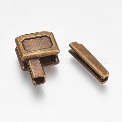 服装アクセサリー  亜鉛合金のジッパー修理アクセサリーは、ボックスとピンの固定保持器を挿入します。  アンティークブロンズ  17x12x6.5mm  16.5x3.5x3.5mm&nbsp;LS-PALLOY-WH0013-C04-AB