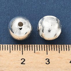 真鍮ビーズ  テクスチャラウンド  ラックめっき  長持ちメッキ  カドミウムフリー＆鉛フリー  925銀メッキ  10mm  穴：1.9mm&nbsp;KK-H532-05E-S