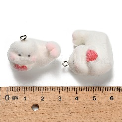 フロッキー不透明樹脂ペンダント  プラチナ鉄ループ付き  シール  28.5x19mm  穴：2mm&nbsp;RESI-I335-01P-01
