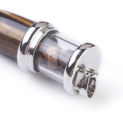 ナチュラル＆合成混合石の大きなペンダント  プラチナトーンの真鍮パーツ  弾丸  50~53x16~17mm  穴：5x7~8mm&nbsp;G-F639-08