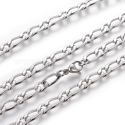 変色しない304ステンレススチールフィガロチェーンネックレス  カニカン付き  ステンレス鋼色  23.8インチ（60.5cm）  5mm&nbsp;NJEW-E143-08P