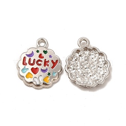 合金エナメルチャーム  幸運の言葉の花  ミックスカラー  プラチナ  17x14x2mm  穴：1.5mm&nbsp;ENAM-M053-08P