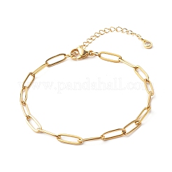 304ステンレススチールペーパークリップチェーンブレスレット  ゴールドカラー  7-1/2インチ（19cm）&nbsp;X-BJEW-JB06523-01