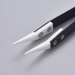 ステンレス製のビーズピンセット  磁器と  ガンメタ色＆ステンレス鋼カラー  12.5~12.6x1.05cm&nbsp;TOOL-F006-06A