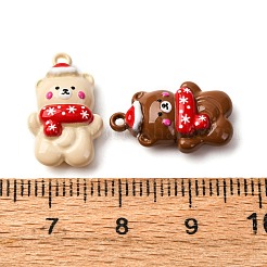 焼付塗装合金ペンダント  クリスマスくま  ミックスカラー  18x11x5.5mm  穴：1.2mm&nbsp;FIND-G097-03