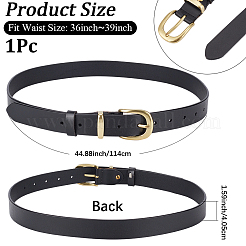 牛革ウエストベルト  黄金のトーン合金クラスプ付き  ブラック  1140x40.5mm&nbsp;AJEW-WH20070-229A