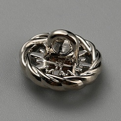 ガラスラインストーンシャンクボタン  合金パーツ  1穴  スターとリング  プラチナ  11x6.5mm  穴：2mm&nbsp;BUTT-WH0029-23