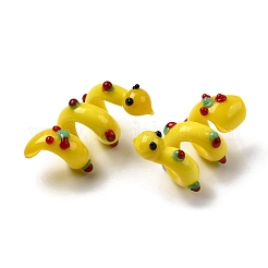 手作りのランプワークエナメルビーズ  ヘビ  バンピー  きいろ  27.5~31.5x15~20x14~16mm  穴：5~6mm&nbsp;LAMP-K039-35A