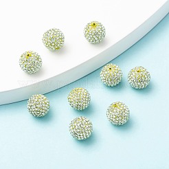 片穴チェコクリスタルラインストーン舗装ディスコボールビーズ  大きな丸いポリマー粘土チェコのラインストーンビーズ  238 _chrysolite  12mm（pp9)  穴：1.2mm&nbsp;RB-A059-H12mm-PP9-238