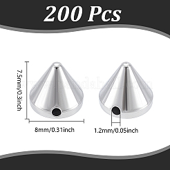 200 個のプラスチックビーズ  コーン  銀  8x7.5mm  穴：1.2mm&nbsp;KY-UN0001-14