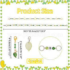 Diyの編み物ツールセット  リーフアロイエナメルペンダントステッチマーカーとガラス＆アクリルビーズ編み物列カウンターチェーンを含む  薄緑  4~35.3cm  4個/セット&nbsp;HJEW-AB00558