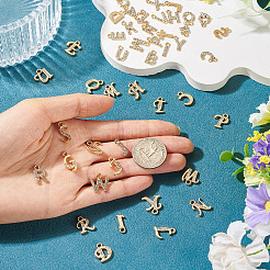 52スタイルの合金ラインストーンチャーム52個。  a～zの文字  ライトゴールド  12~16.5x3.5~14x2mm  穴：1.6~2mm&nbsp;FIND-TA0010-78