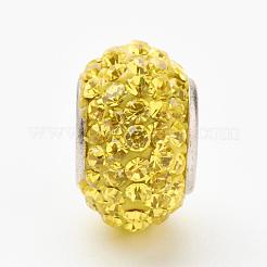 オーストリアクリスタルヨーロピアンビーズ  大穴ビーズ  スターリングシルバーコア925個  ロンデル  249 _citrine  11~12x7.5mm  穴：4.5mm&nbsp;STER-E049-E27