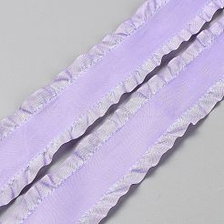 ポリエステルフリルレースリボン  衣類の装飾用  紫色のメディア  1-5/8インチ（40mm）&nbsp;DIY-WH20048-009E