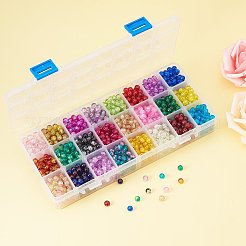スプレーペイントクラックルガラスビーズ  ラウンド  ミックスカラー  6mm  穴：1.3~1.6mm  約60個 /コンパートメント  1440個/箱&nbsp;CCG-PH0002-01-6mm