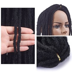 ドレッドロック拡張  ツイスト編みヘアヒッピーかぎ針編み三つ編み用  耐熱高温繊維  ブラック  20インチ（50.8cm）/連  24連売り/ pc&nbsp;OHAR-G005-13A