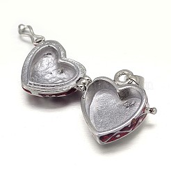 エナメルハートラックメッキプラチナ真鍮祈りボックスペンダント  ウィッシュボックス  暗赤色  19x20x11mm  穴：5x3mm&nbsp;KK-L101-01A