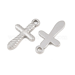 304ステンレスペンダント  質感のある十字架のチャーム  ステンレス鋼色  20x11.5x2mm  穴：1.8mm&nbsp;SA-CBA3ECF-21P