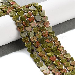 天然石ユナカイトビーズ連売り  ハート  6x6x3mm  穴：1mm  約69~71個/連  14.57''~14.96''（37~38センチメートル）&nbsp;G-M403-A23-02