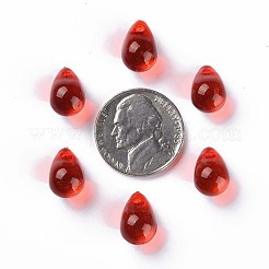 クリアアクリルチャーム  ティアドロップ  レッド  13.5x8.5mm  穴：1.6mm  約1000個/500g&nbsp;MACR-S373-67-B01