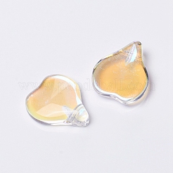 ガラスチャーム  花弁の形  ABカラー  ゴールド  15x12x4.5mm  穴：1mm&nbsp;GLAA-H016-02B-34
