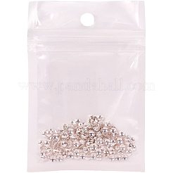 クーパービーズキャップ  花  銀  4mm  穴：1.2mm  約650個/箱&nbsp;KK-PH0026-06S