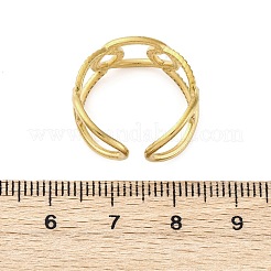 女性用楕円形 304 ステンレススチール オープンカフリング  18KGP本金メッキ  10mm  調整可能&nbsp;RJEW-Z083-03G-01