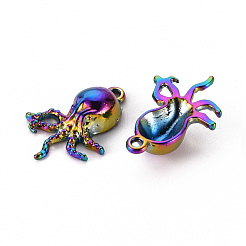 合金ペンダント  カドミウムフリー＆ニッケルフリー＆鉛フリー  タコ  虹色  21x14x5mm  穴：1.5mm&nbsp;PALLOY-S180-109-NR