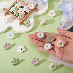 鉄製画鋲 50種類 5個  樹脂の花で  プラチナ  ミックスカラー  14.5mm  10個/スタイル&nbsp;AJEW-TAC00057
