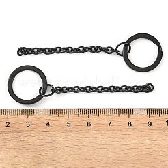 イオンプレーティング(IP) 304 ステンレススチール スプリットキーリング留め金  キーホルダー作り  延長アズキチェーン付き  ブラック  74.5mm  リング：20x2.4mm&nbsp;STAS-L226-009A-B
