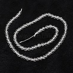 天然石クオーツクリスタルビーズ連売り  ロッククリスタルビーズ  多面カット  ラウンド  4mm  穴：1mm  約96個/連  14.9インチ〜15.1インチ&nbsp;G-D840-11-4mm