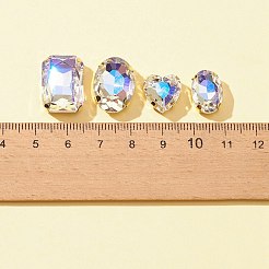 20 個 4 スタイルのハート & 楕円形 & 長方形のラインストーンを縫います  ファセットガラスラインストーン  マルチ連リンク  月光  12~18x10~13x6~7mm  穴：1~1.2mm  5個/スタイル&nbsp;GLAA-FS0001-51B