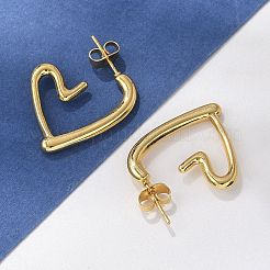 女性用304ステンレススチールスタッドピアス  イオンプレーティング（ip）  ハート  18KGP本金メッキ  25x20x2.5mm&nbsp;EJEW-L296-002G